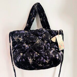Johnny Was Stardust Quilted Velvet Tote Bag NWT Star Purse Luxe Silk Crossbody